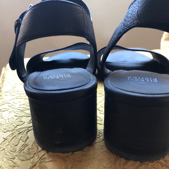 Eileen Fisher simple black block heel sandal - Picture 3 of 6